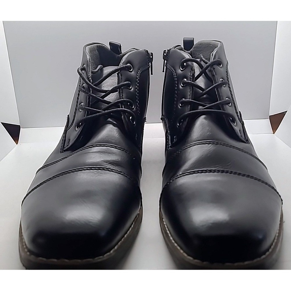 Keaton Cap Toe Boots Mens 13 Black Side Zip Lace Up Chukka Dress Ankle Boot